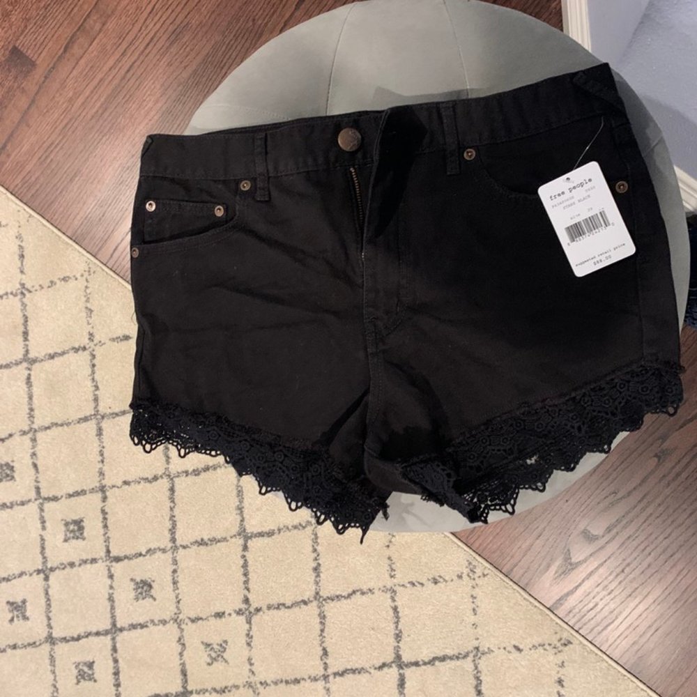 NWT Free People Black lace shorts Size 29